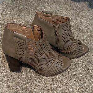 Report Taupe Cutout Ankle Booties